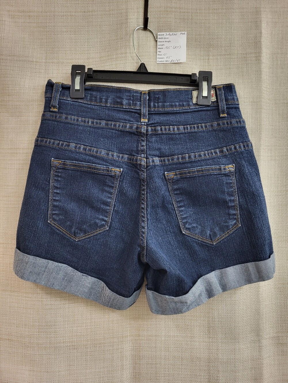 Judy Blue Women’s Cuffed Dark Blue Denim Shorts Button Fly Stretch Size Medium - Picture 2 of 10